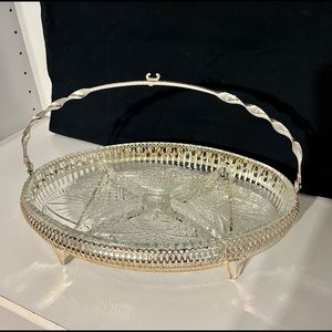 Vintage Mayell Silver Plate Oval
Glass Sectioned Dish